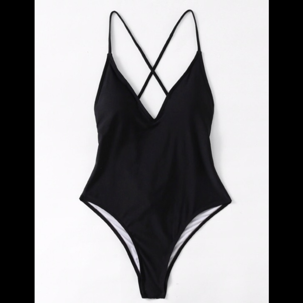 Cross Back Plunge Swimsuit